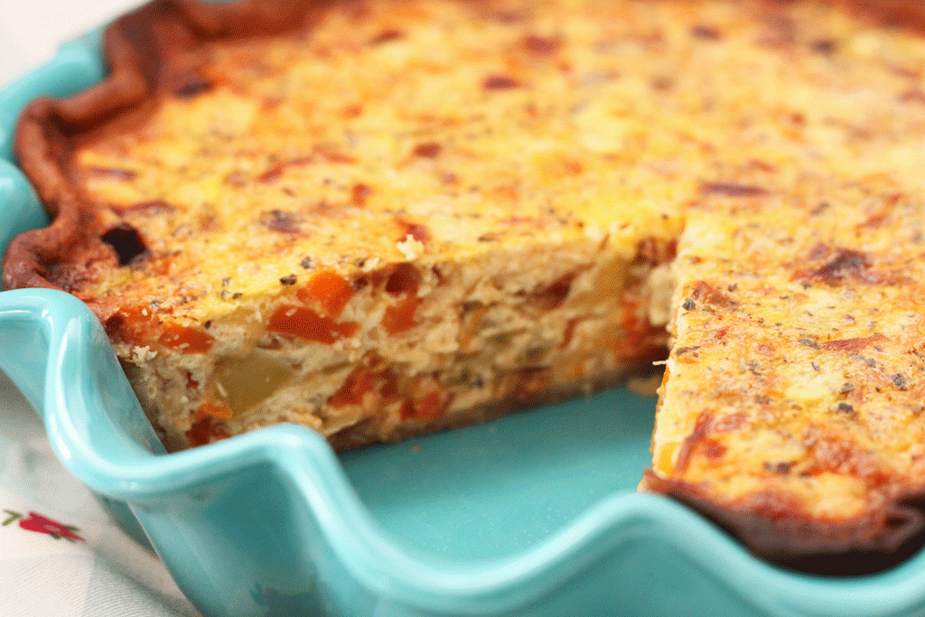 Quiche de calabaza, calabacín y puerro