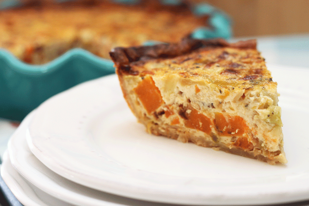 Quiche de calabaza, calabacín y puerro